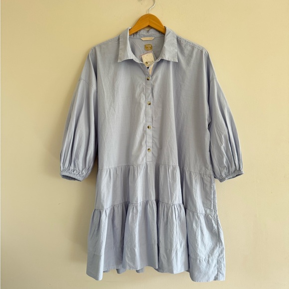 NWT Free People Free-Est Misha Gray Dawn Mini Dress Button-Front SIZE Large - Picture 3 of 8